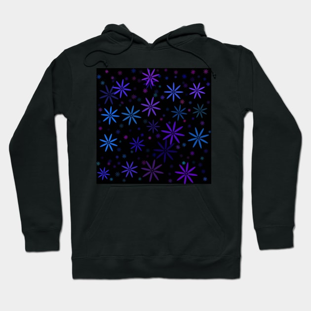 Retro Daisies on Black Hoodie by Klssaginaw